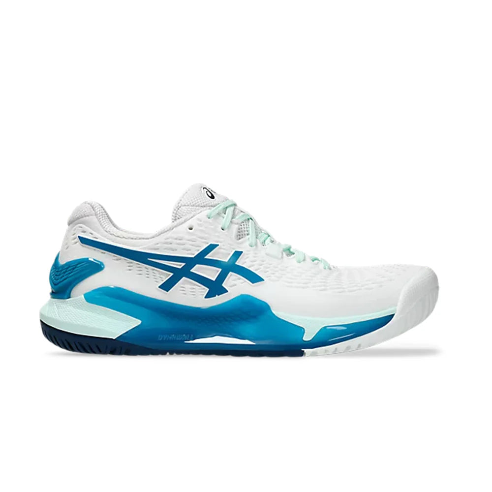 ASICS GEL-RESOLUTION 9 FEMMES (BLANC/BLEU TURQUOISE)