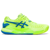 Load image into Gallery viewer, ASICS GEL-RESOLUTION 9 CLAY WOMEN&#39;S ( HAZARD GREEN/REBORN BLUE) - Marcotte Sports Inc
