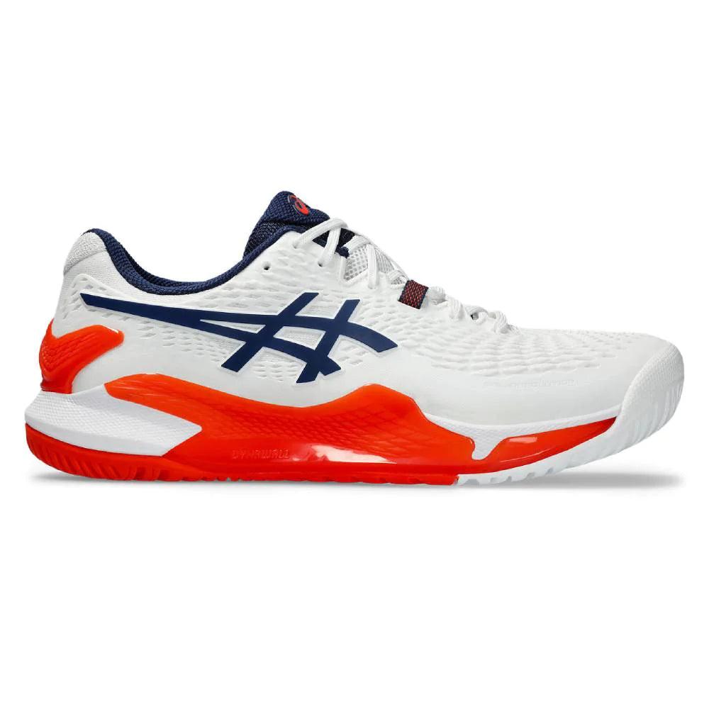 ASICS GEL-RESOLUTION 9 WHITE & BLUE EXPANSE MEN'S TENNIS SHOES - Marcotte Sports Inc