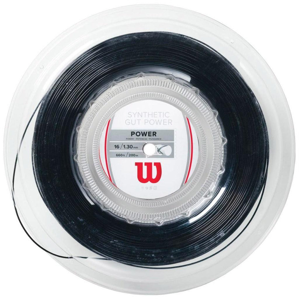 WILSON SYNTHETIC GUT POWER 16 TENNIS STRING REEL (BLACK) - Marcotte Sports Inc